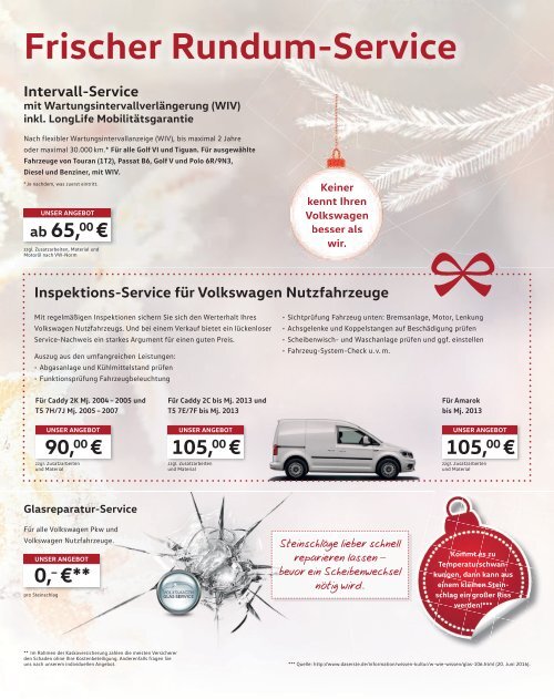 VW Prospekt - Weihnachten 2016