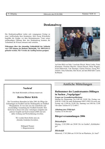 Denkmalweg - Verwaltungsgemeinschaft Höchstädt ad Donau
