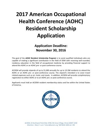 Health Conference (AOHC) Resident Scholarship Application