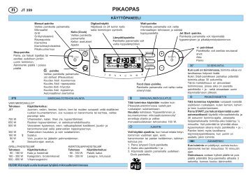 KitchenAid JT359 INOX - Microwave - JT359 INOX - Microwave FI (858735915790) Guide de consultation rapide