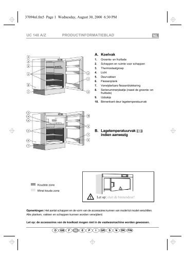 KitchenAid UVI 1302/A - Refrigerator - UVI 1302/A - Refrigerator NL (855004701330) Scheda programmi