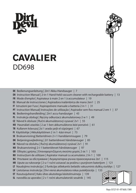 Dirt Devil Dirt Devil Cordless handheld vacuum cleaner - DD698-1 - Manual  (Multilingue)