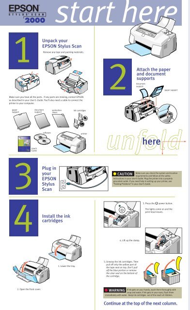 Epson Epson Stylus Scan 2000 All-in-One Printer - Quick Start