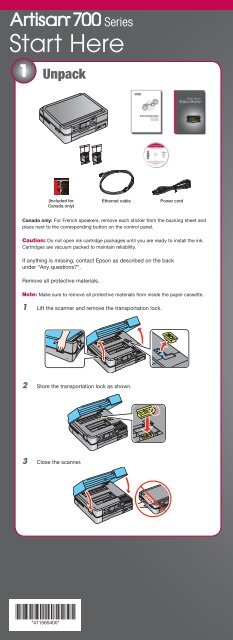 Epson Epson Artisan 700 All-in-One Printer - Start Here - Installation Guide