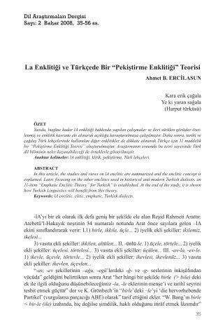La Enklitiği ve Türkçede Bir “Pekiştirme Enklitiği ... - Dil Arastirmalari