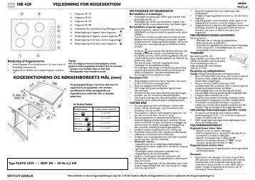 KitchenAid HB 420 - Hob - HB 420 - Hob DA (857934701000) Istruzioni per l'Uso