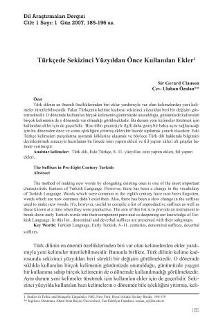 Türkçede Sekizinci Yüzyıldan Önce Kullanılan Ekler - Dil Arastirmalari