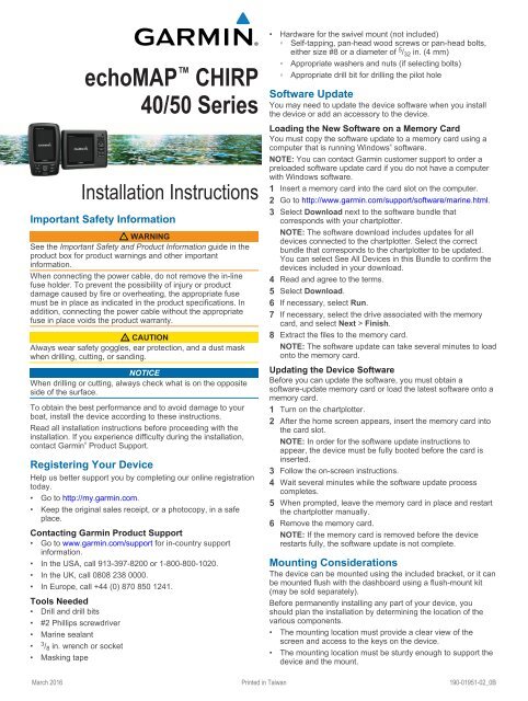 Garmin echoMAP&trade; CHIRP 45dv - Installation Instructions