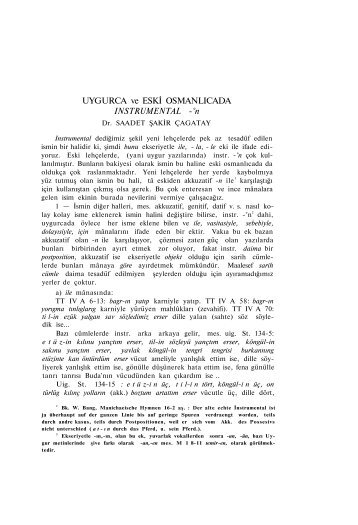 UYGURCA ve ESKİ OSMANLICADA INSTRUMENTAL -°n