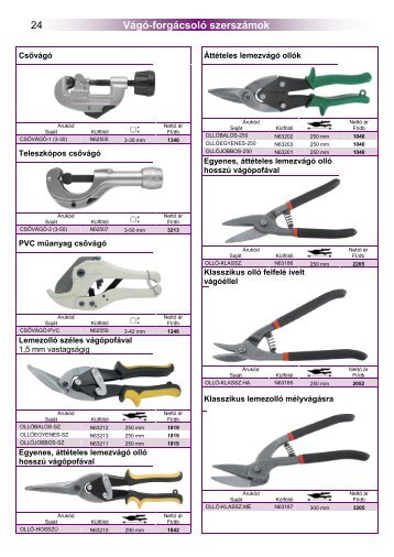 24 Vágó-forgácsoló szerszámok