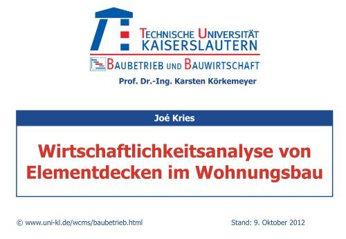 Wirtschaftlichkeitsanalyse Elementdecken