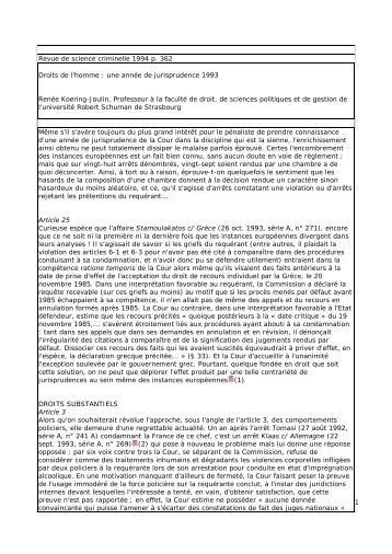 RSC 1994. 362, obs. Koering-Joulin - DALLOZ Etudiant