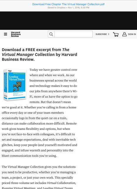 Download Free Chapter The Virtual Manager Collection