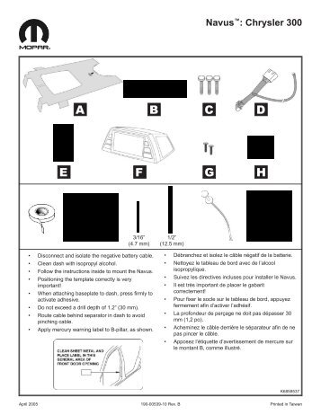 Garmin Navus GPS - Chrysler 300 Installation Instructions (EN/FR)