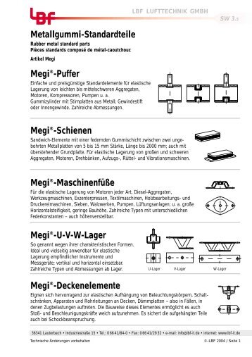 Metallgummi-Standardteile Megi®-Puffer Megi®-Schienen ... - LBF-IT