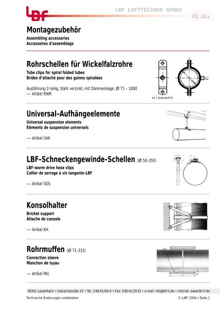 Montagezubehör Rohrschellen für Wickelfalzrohre Universal - LBF-IT