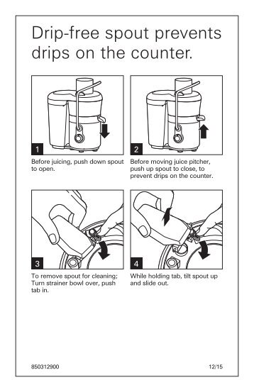 Hamilton Beach Premium Big MouthÂ® 2 Speed Juice Extractor (67850) - Spout Instructions