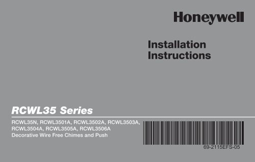 Honeywell Decor Wood Cover with Satin Nickel Accents - Wireless Door Chime &amp; Push Button (RCWL3504A) - Decorative Wire Free Chimes and Push Button Installation Instructions (English, French, Spanish) 