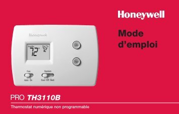 Honeywell PRO 3000 Non-Programmable Thermostat - PRO 3000 Non-Programmable Thermostat Operating Manual (French) 