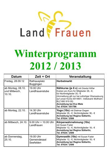 Winterprogramm 2012 / 2013 Datum Zeit + Ort ... - Buggingen