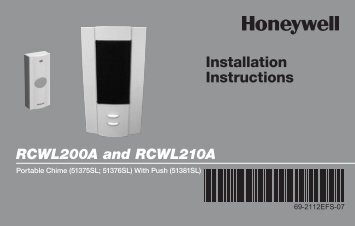 Honeywell Portable Plus Wireless Chime & Push Button (RCWL210A) - Portable Chime With Push Button Installation Instructions (English, French, Spanish) 