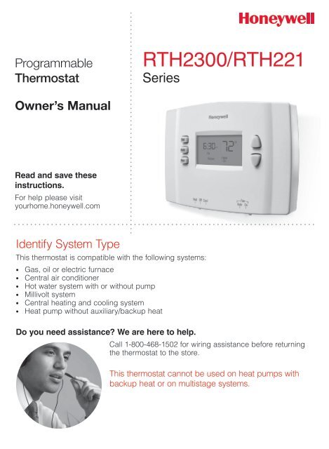 Honeywell 5-2 Day Programmable Thermostat RTH2300 RTH221 non aux Chaleur 