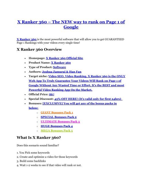 X Ranker 360 review & SECRETS bonus of X Ranker 360