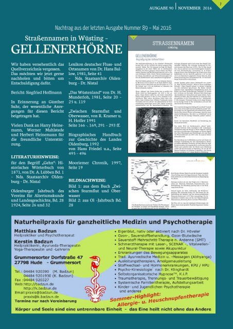 Bürgerbrief Vereinsheft Ausgabe 90 - November 2016 - Vereinsheft vom Bürgerverein Wüsting e.V.