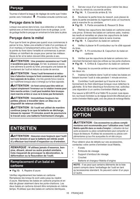 Makita Perceuse visseuse 18 V Li-Ion &Oslash; 13 mm (Machine seule) - DDF482Z - Notice