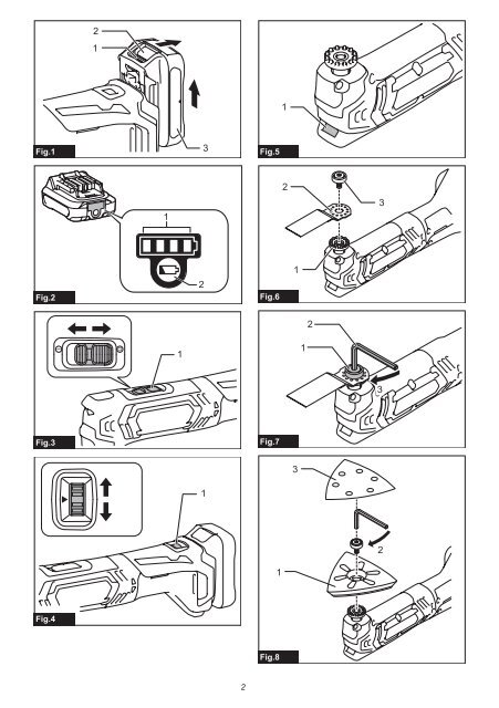 Makita D&eacute;coupeur-ponceur multifonctions 10,8 V Li-ion 2 Ah ( kit d'accessoires) - TM30DSAEX1 - Notice