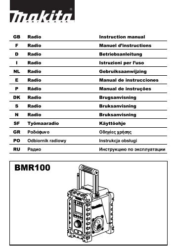 Makita Radio de chantier 9,6 Ã  24 V (Machine seule) - BMR100 - Notice