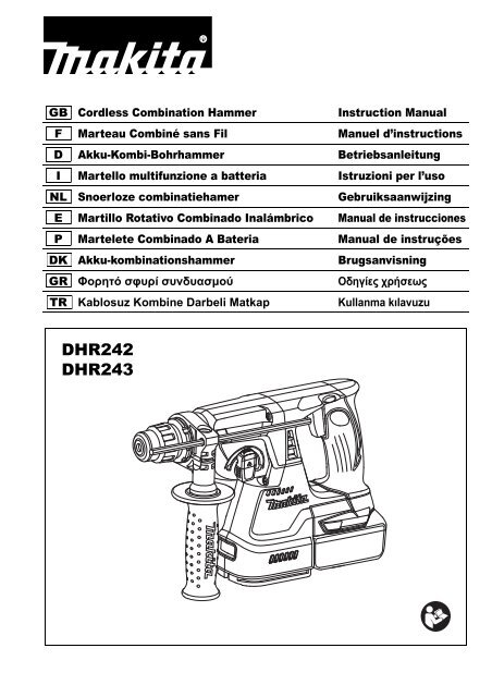 Makita Perfo-burineur SDS-Plus 18 V Li-Ion 5 Ah 24 mm - DHR243RTJV - Notice