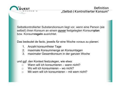 Kontrolle im selbstbestimmten Substanzkonsum - Kontrollierter ...