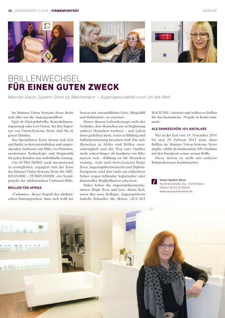 DER MAINZER - Das Magazin für Mainz und Rheinhessen - Nr. 314 - November 2016