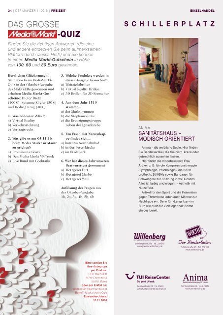 DER MAINZER - Das Magazin für Mainz und Rheinhessen - Nr. 314 - November 2016