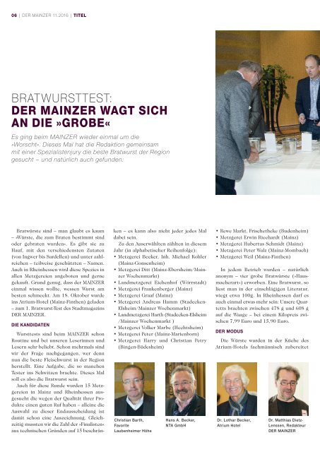 DER MAINZER - Das Magazin für Mainz und Rheinhessen - Nr. 314 - November 2016