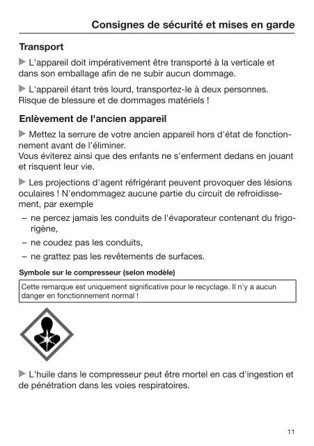 Miele FN 26062 ws - Mode d'emploi et instructions de montage