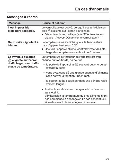 Miele FN 26062 ws - Mode d'emploi et instructions de montage