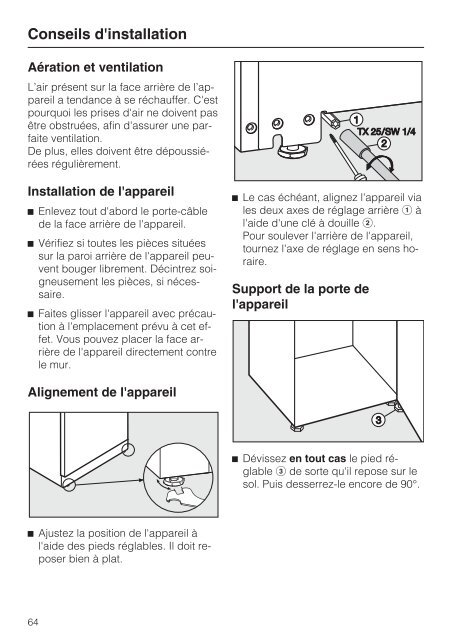 Miele KFN 11923 SD-2 - Mode d'emploi et instructions de montage