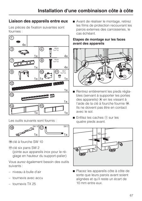 Miele KFN 11923 SD-2 - Mode d'emploi et instructions de montage