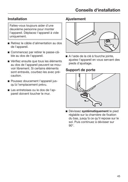 Miele KFN 29233 D edt/cs - Mode d'emploi et instructions de montage