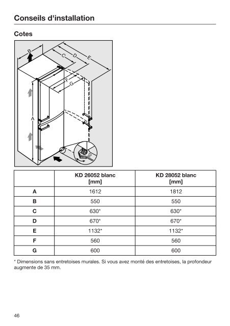 Miele KFN 29233 D edt/cs - Mode d'emploi et instructions de montage