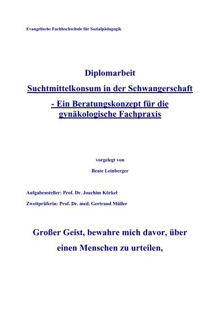 Diplomarbeit Suchtmittelkonsum In Der Schwangerschaft Fasd