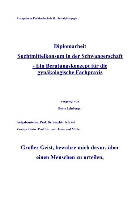 Diplomarbeit Suchtmittelkonsum in der Schwangerschaft - FASD ...