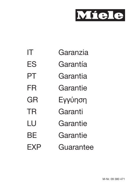 Miele G 6410 SCi - Carnet de garantie