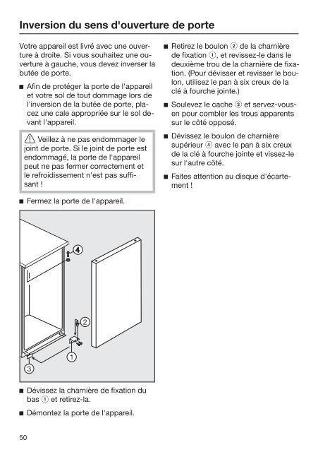 Miele FN 28062 ws - Mode d'emploi et instructions de montage