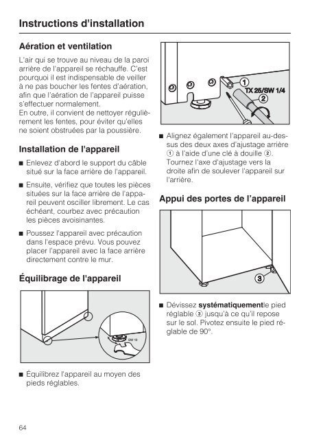 Miele KFN 11923 SD-2 - Mode d'emploi et instructions de montage