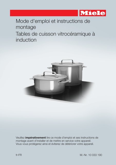 Miele KM 6323 - Mode d'emploi et instructions de montage