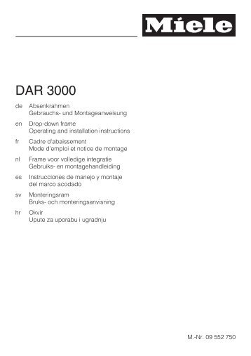 Miele DAR 3000 - Mode d'emploi et instructions de montage