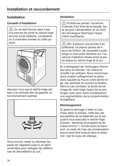 Miele TMG640 WP SFinish&amp;Eco - Mode d'emploi